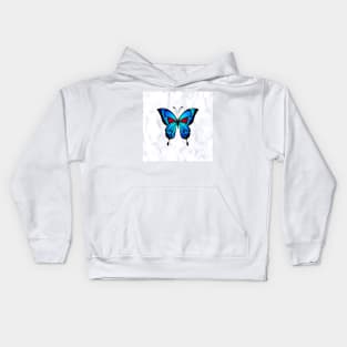 Butterfly Art Blue & Black with Red Hearts Gift of Butterflies Kids Hoodie